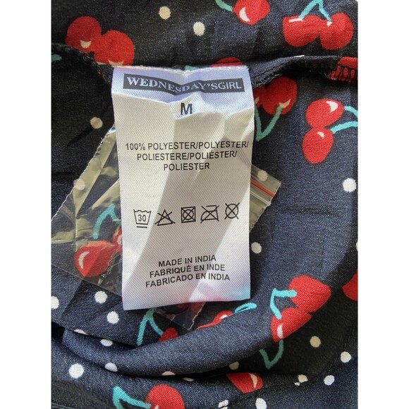 Womens Cherry Print Babydoll Mini Dress Size M Y2K Retro Kawaii Indie Sleaze 90s - Picture 6 of 12